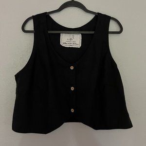 NWT notPERFECTLINEN RIVIERA button front cropped linen vest
